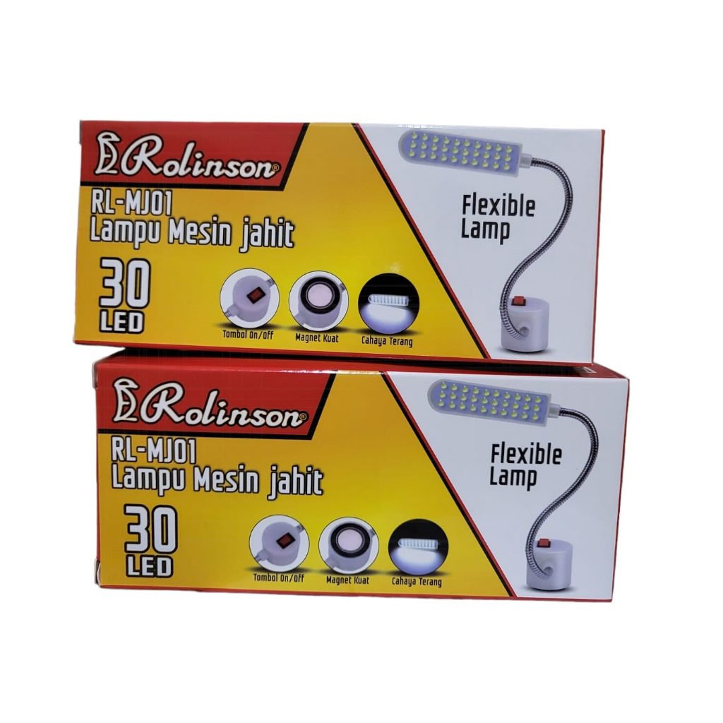 ( COD ) Lampu Mesin Jahit RL - MJ01 ROLINSON LED 30 Titik Magnet flexible 360 derajat 1,3meter 110-250 V cahaya PUTIH dengan tombol on off(PAKAI COLOKAN)