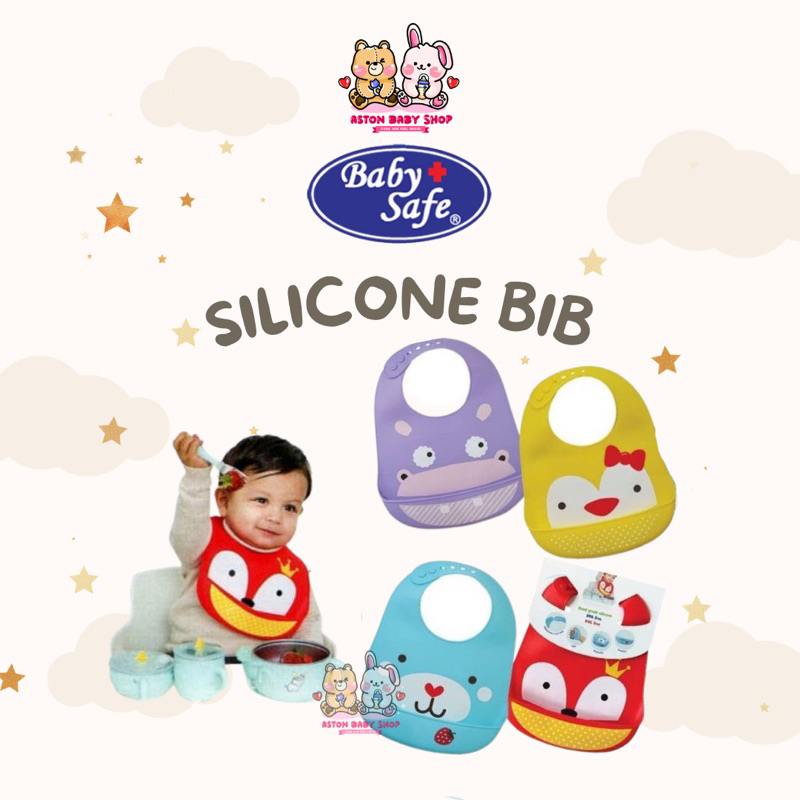 Baby Safe Silicone Bib Foldable Babysafe Slabber Celemek Bayi Silikon