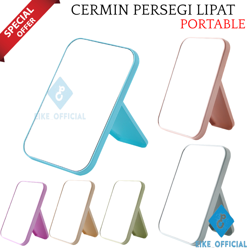 [EIKE] CERMIN KACA PERSEGI EMPAT PORTABLE / CERMIN RIAS PORTABLE LIPAT / CERMIN SEGI EMPAT / CERMIN MAKE UP / CERMIN 15X10CM