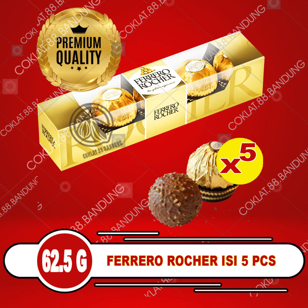 

FERRERO ROCHER ISI 5 HAZELNUT COKELAT, COKLAT FERRERO ROCHER T5 62.5 gr ITALIA IMPORT CHOOCLATE