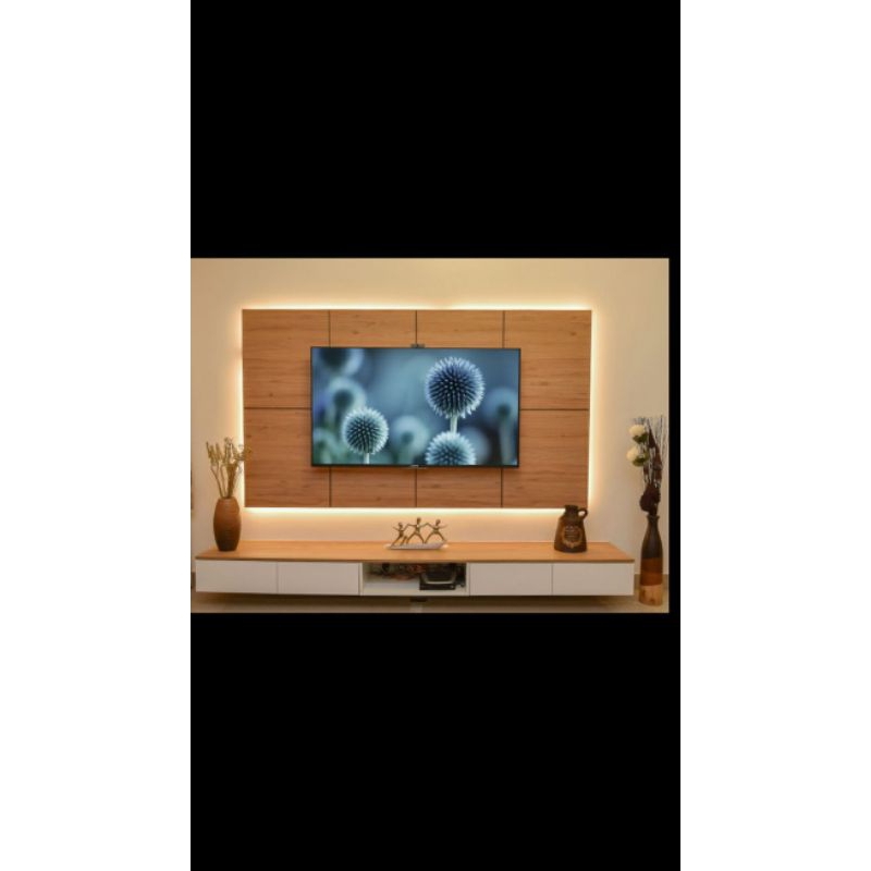 Backdrop TV Minimalis / Cabinet gantung elegan ukuran Besar (200x150x30x45) LB gray 11