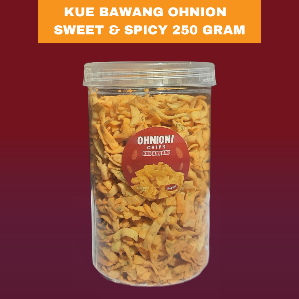 

Kue Bawang/Keripik Bawang Ohnion Chips 250 Gram - Rasa Sweet & Spicy (Pedas Manis bikin nagih) - Snack Toples