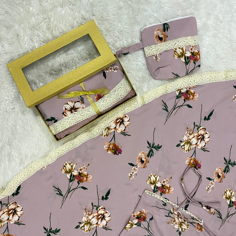 NEW READY COD | Mukena Traveling Terbaru Mini Pouch 2in1 Laser Cut Motif Bahan Parasut Korea Premium Free Sejadah