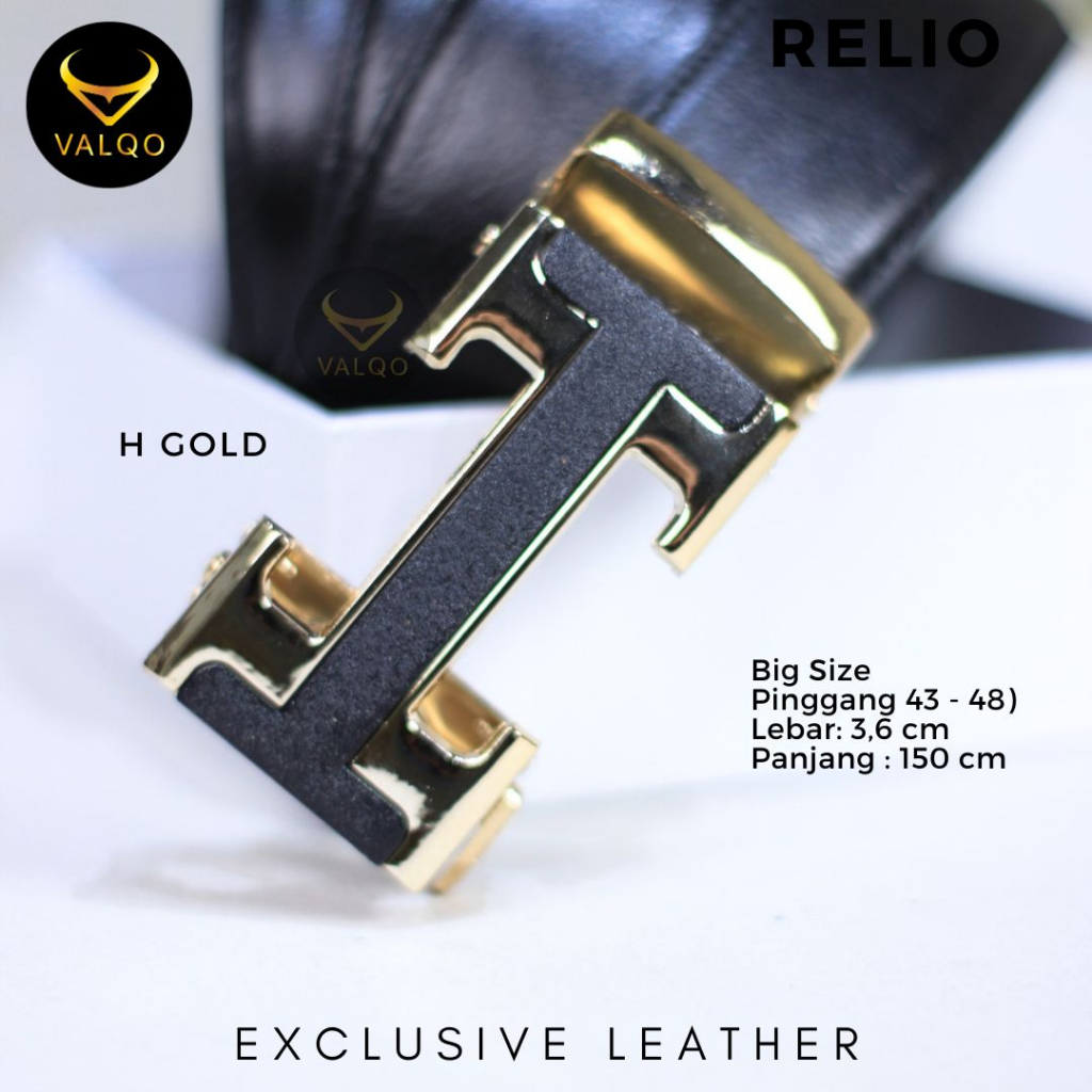 [VALQO] RELIO GESPER H 150 CM Hitam Ikat Pinggang kulit sapi Rel Sabuk Cowok Pria Ukuran Big Size