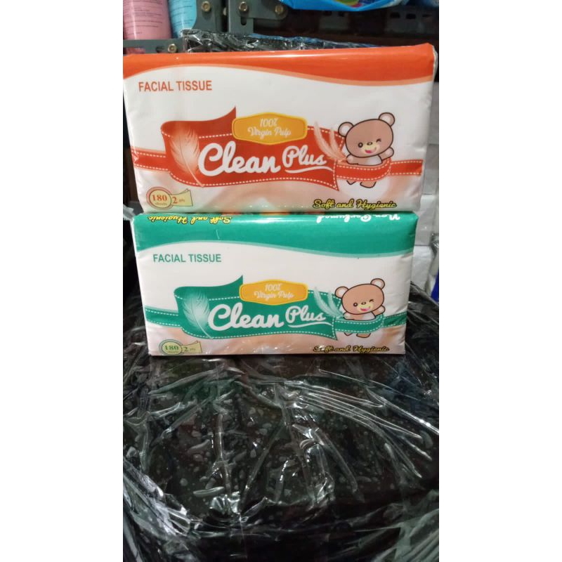 [ 1 karton ] Clean plus facial tissue 180sheet tisu wajah 180 sheet 2ply