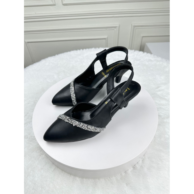 sepatu heel pesta wanita kekinian terbaru Louisdear P105 bahan dove 5 cm