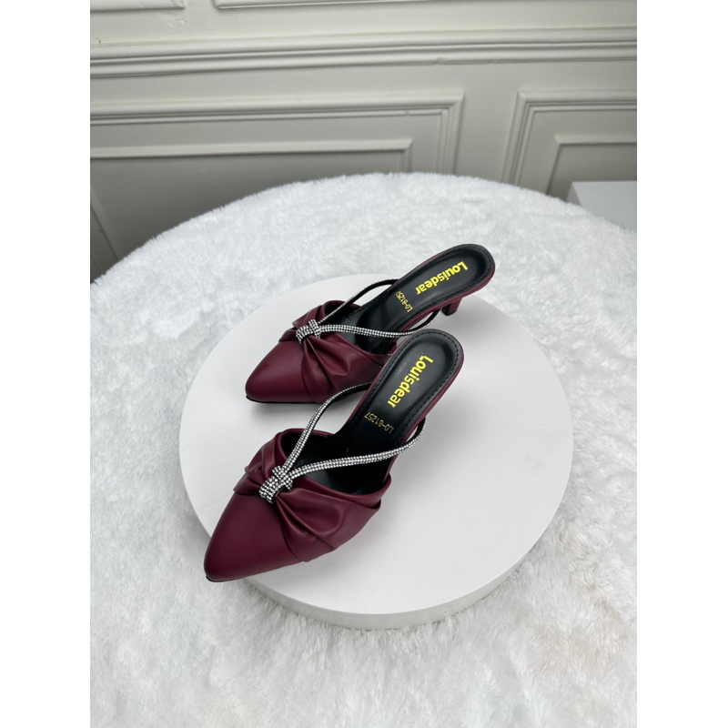 sepatu heel pesta wanita terbaru Louisdear P106 bahan dove 5 cm