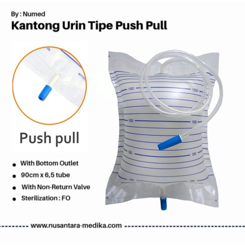 Push Pull Urine Bag 2000 ml Original Life Resources / Drainage Bag Kantong Kencing Urin 2 Liter