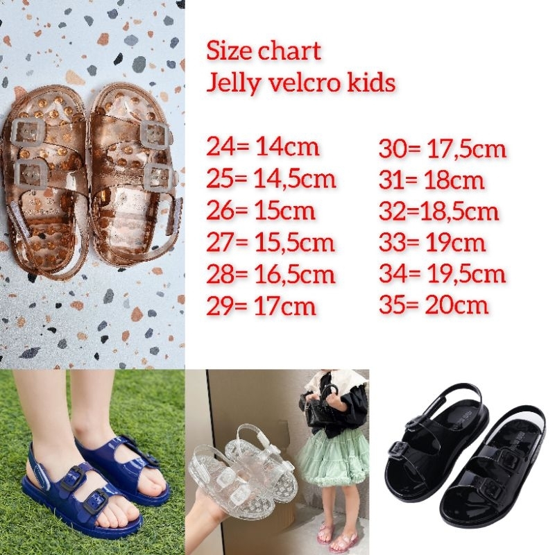 jelly glitter velcro kids (31-35)/jelly shoes kids/sandal anak import/sandal anak karet/sandal sepatu anak jelly/jelly shoes kids/sepatu sandal slippers/sepatu sandal couple mom and kids