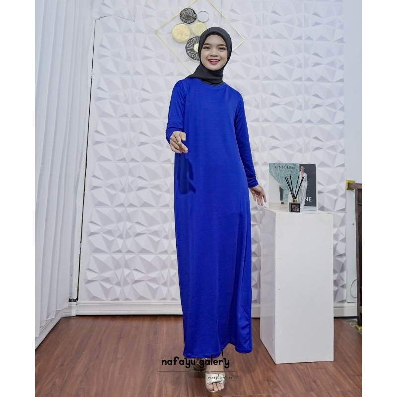 Inner Dress Lengan Panjang Polos - Manset Dress Gamis - Biru BCA