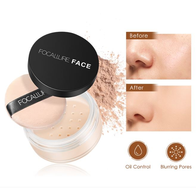 FOCALLURE Bedak Tabur Natural Tahan Lama Loose Powder Compact Powder Face Makeup  Waterproof