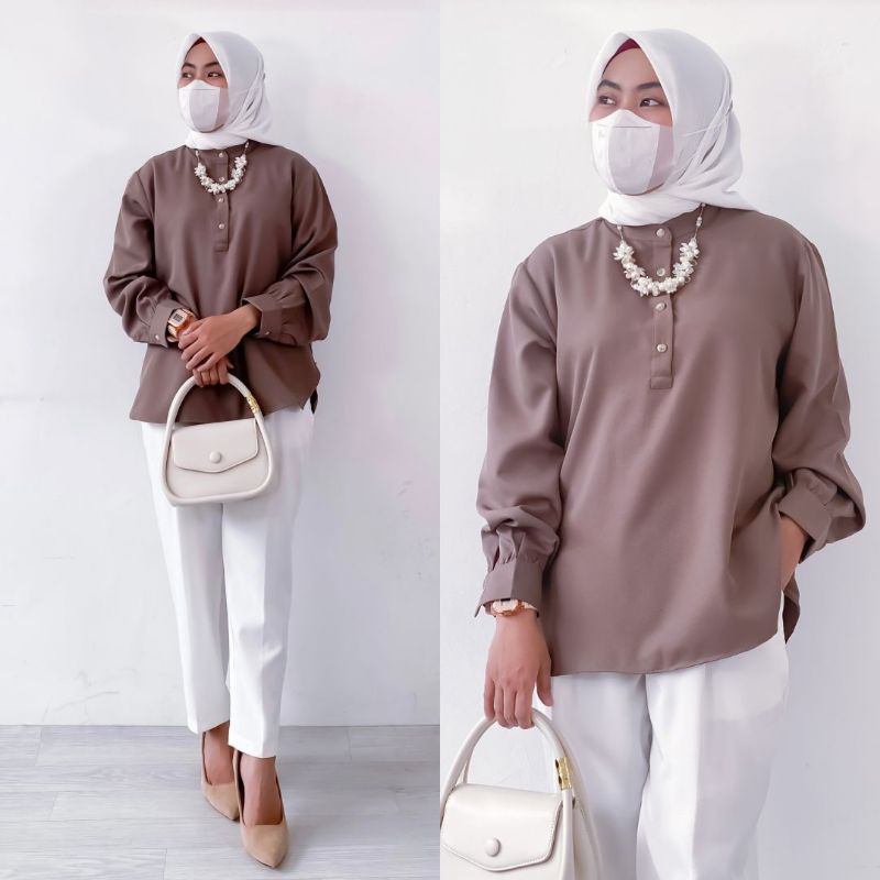 LACIA BLOUSE | ATASAN KNIT SHIRT IMPORT WANITA JUMBO POLOS