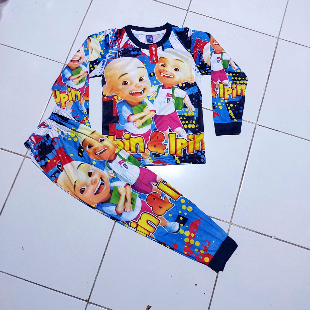 setelan baju tidur ipin upin full printing murah1