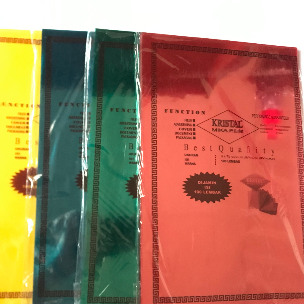 

Plastik Mika / Plastik Jilid Berwarna Ukuran F4 Isi 100 Lembar Kristal (1 Bungkus)