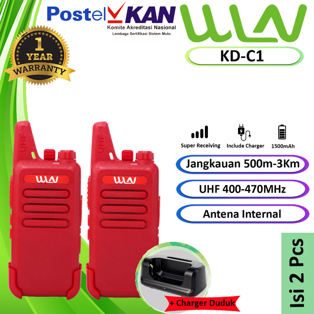 HT WLN KD-C1 HITAM,MERAH,PUTIH ISI 2PCS (FULL CHARGER DUDUK)