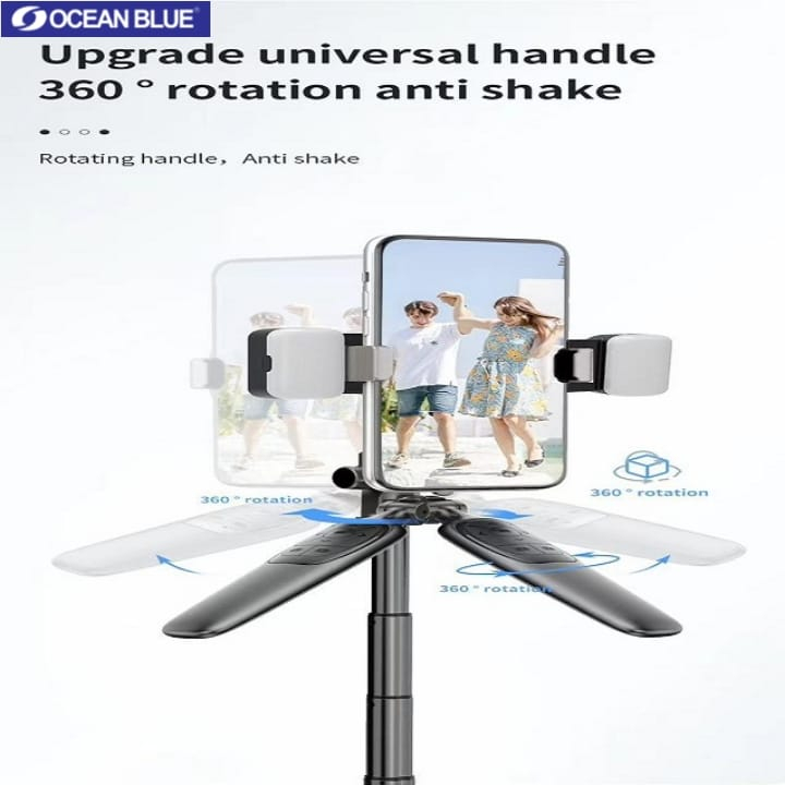 Ocean Blue OCN A65 Tripod Tongsis LED Gimbal Stabilizer Remote Bluetooth Shutter Adjustable Selfie Stick 360° Stand HP Tongkat Selfie