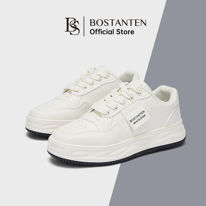 【New Arrival】BOSTANTEN Sepatu Kets Wanita Desain Keren Siswa Hitam Putih Nyaman Ukuran 36-40