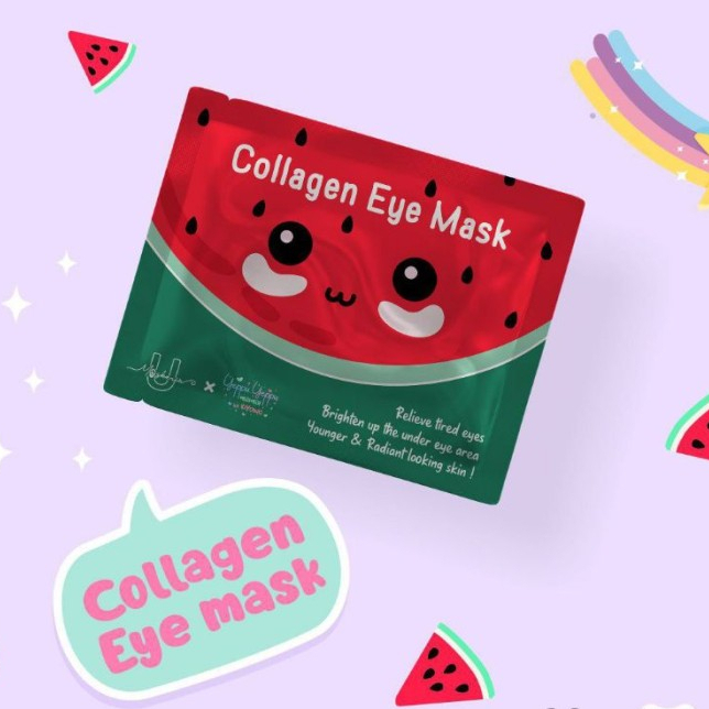 ✿ELYSABETHME✿ WATERMELON yeppu yeppu kiyowo collagen eyemask untuk mata panda dan lip mask untuk bibir kering umaskerin chingu