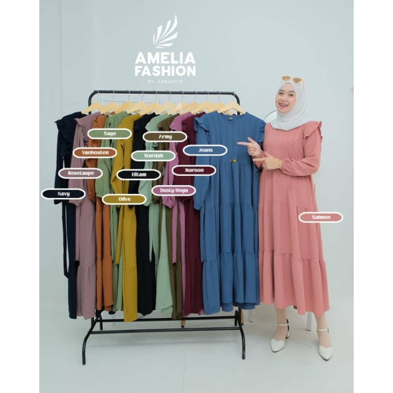 Midi dress NAILA ori amelia dress kekinian termurah kualitas premium