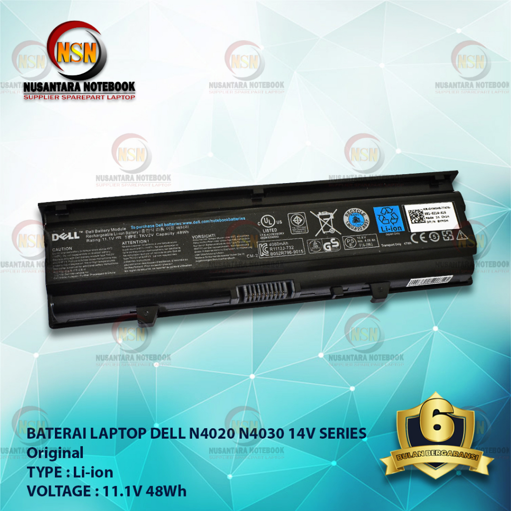 Baterai Dell Inspiron 14V 14VR N4020 N4030 M4010 TKV2V 11.1V 48Wh