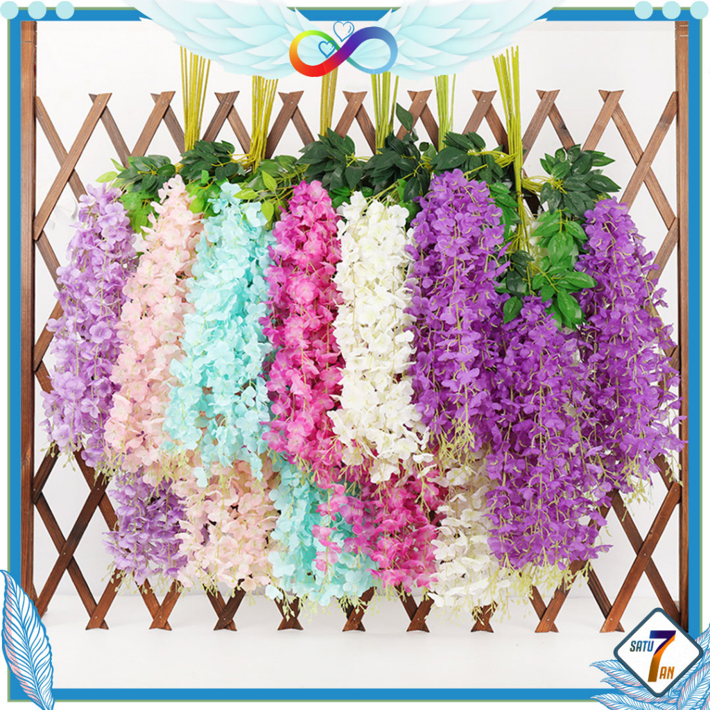 Tanaman Bunga Rambat Hias Bunga Wisteria Plastik Juntai Gantung Ornamen Pajangan Dekorasi Rumah Indoor Artificial Flower Satu7an PBP102