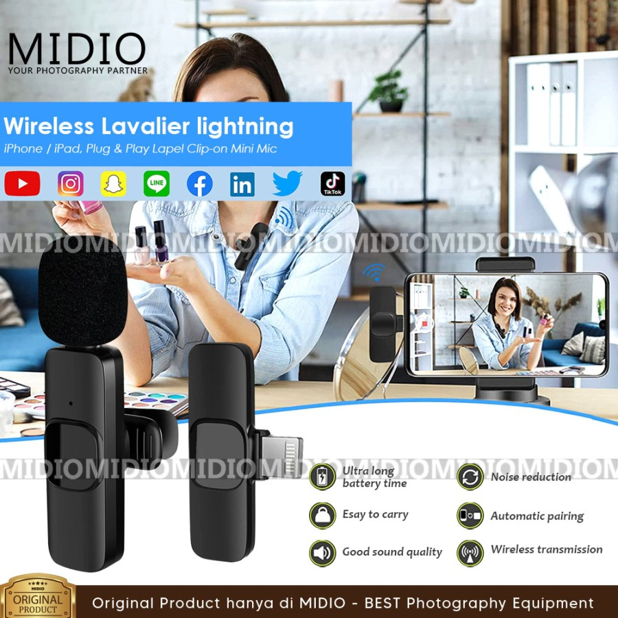 MIc Wireless Clip On Tipe M11 Mic Clip On Iphone Laphel Microphone HP