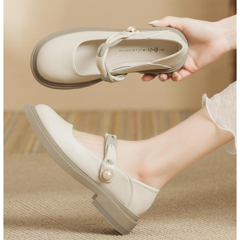 SEPATU MARY JANES KOREA '' KIARA '' SLIP ON GESPER MUTIARA GPR 0111
