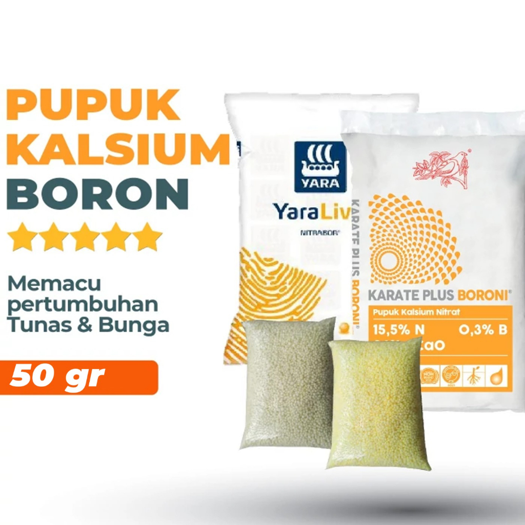 Pupuk Kalsium Nitrat Boron Nutrisi Pembentukan Bunga Tunas Dan Buah 50gram PG SBY