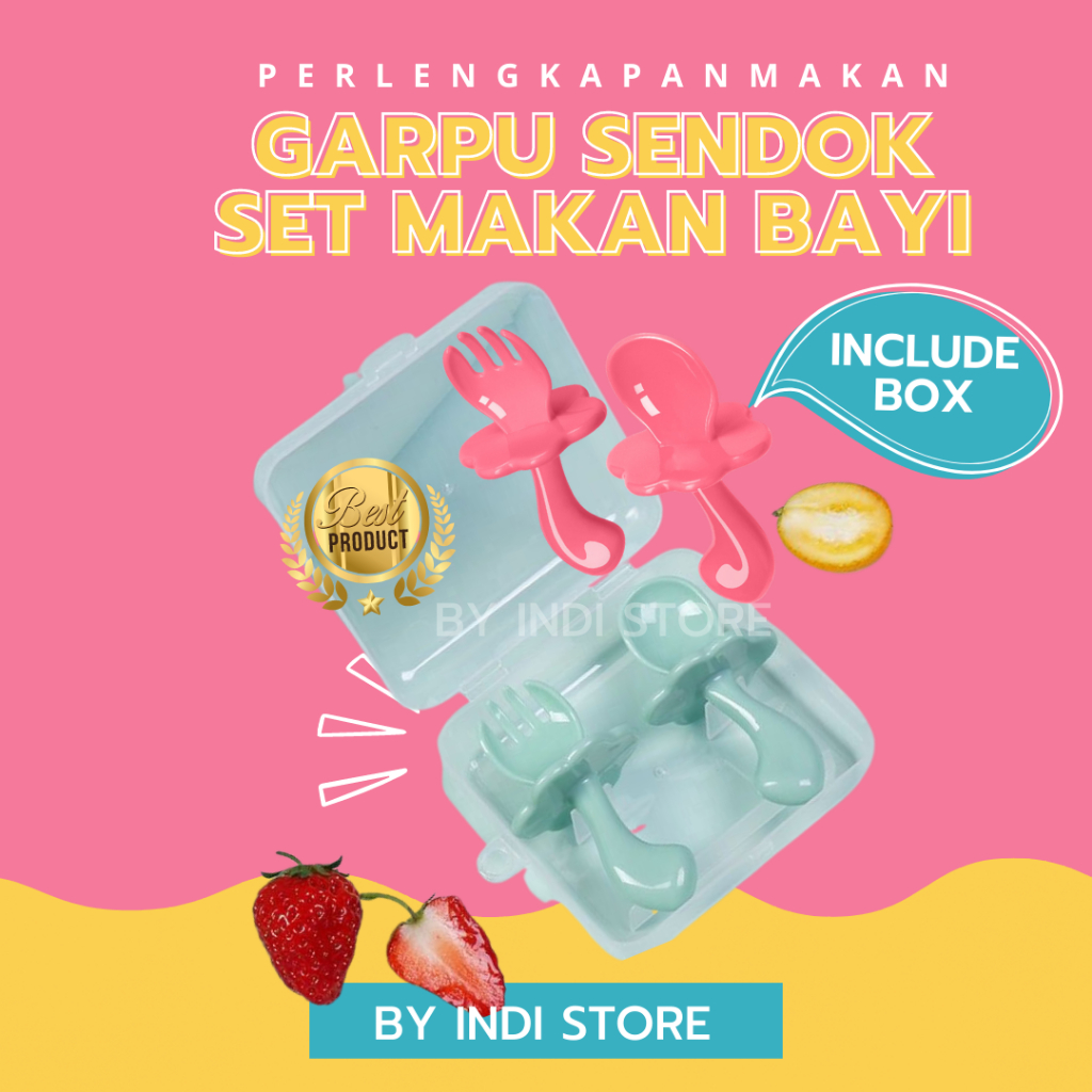 Alat Makan Sendok Garpu Set Bayi Include Box Peralatan Makan Bayi Set Lucu