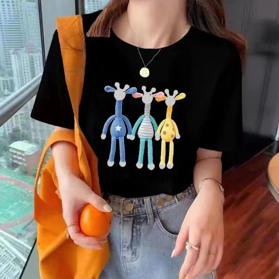 Giraffe Tshirt Top Knit Import - Atasan Kaos Wanita Gambar Jerapah TM (M1710)