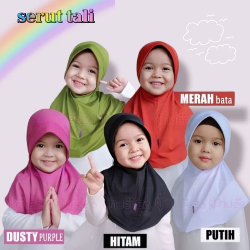 jilbab bayi serut jokowi polos / kerudung jersey anak 0-2thn