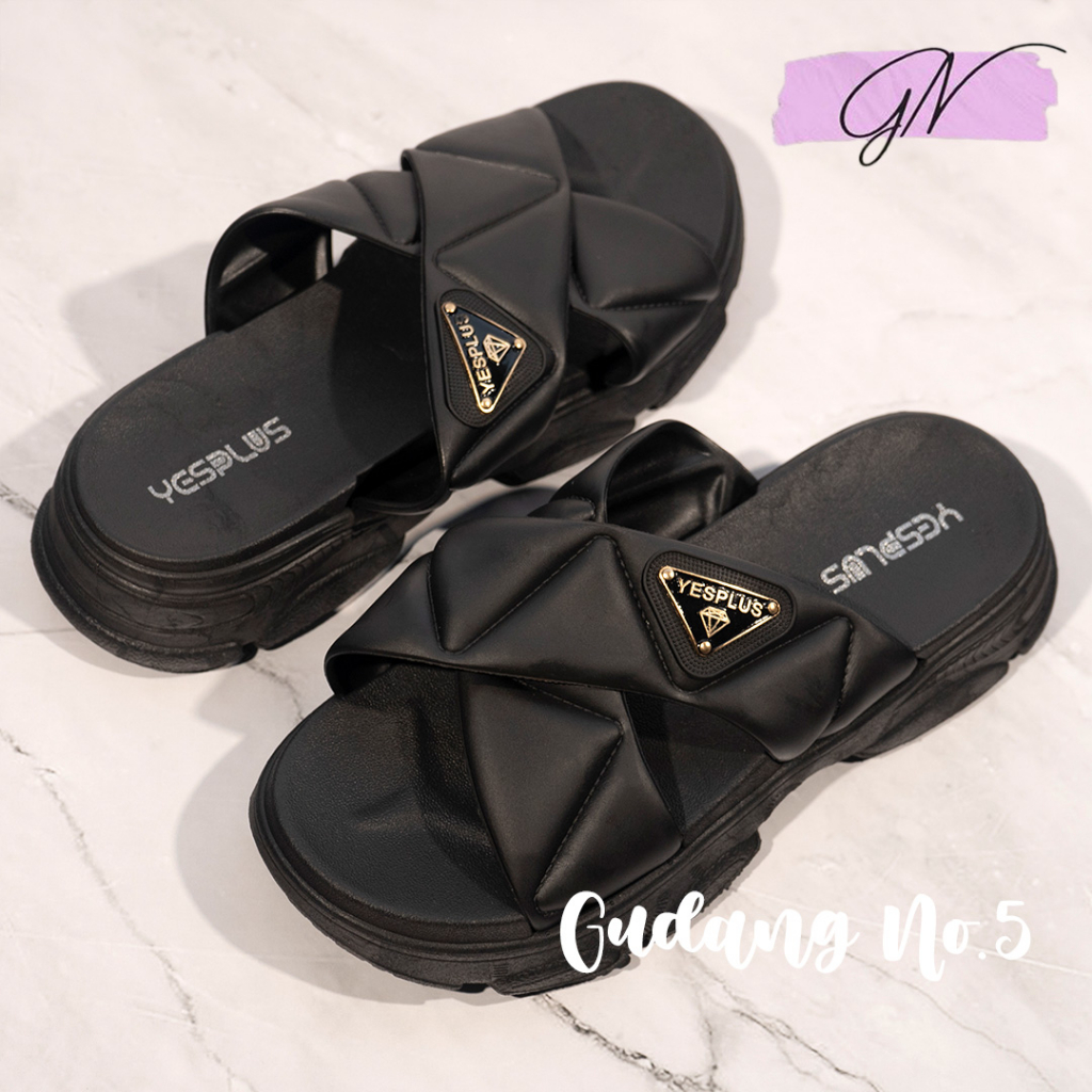 GN-2201-K13H  Sandal Selop Jelly Tali Dua Silang Fashion Wanita Import Yesplus PCU