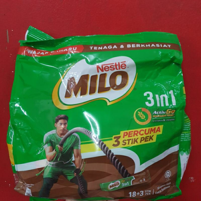 Milo Malaysia 3 in1 18 + 3 isi 21 stik