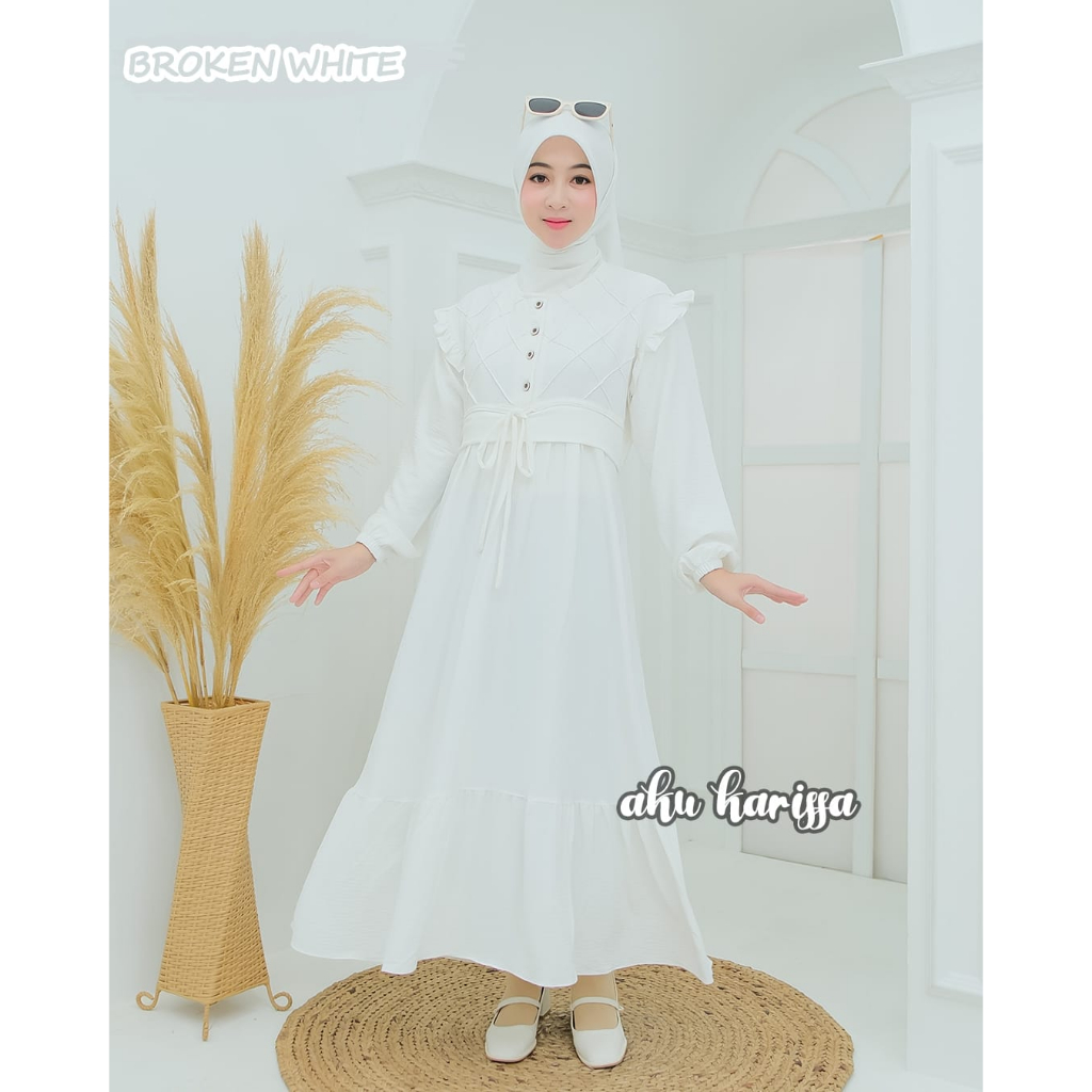 AZULA SANDRA midi dress AKU KARISSA BERLABEL TERBARU full katun kringkel itycrepe set syari babydoll serut sandra