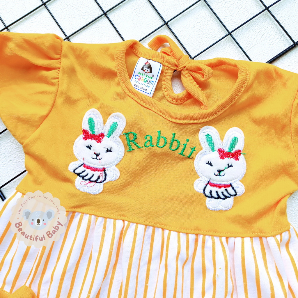 Dress Bayi Perempuan Motif Rabbit Twins / Rok Gaun Baju Bayi Perempuan  Merk Rifky Collection / Baby.ou
