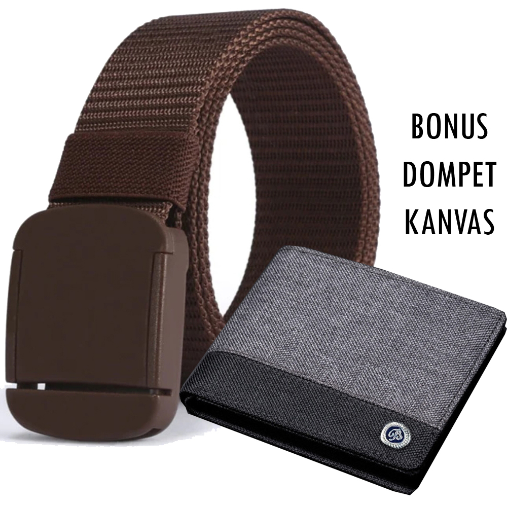 FREE DOMPET KANVAS !! Ikat Pinggang Pria Panjang 120cm Gesper Cowok Dewasa Sabuk Pinggang Men Belt Casual Anti XRay