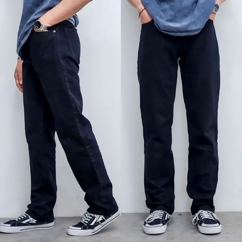 Celana Jeans Pria Reguler Grey Basic Denim Lea Standar Premium Size 28-33