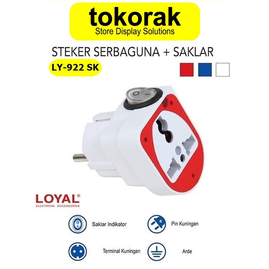 STEKER SERBAGUNA + SAKLAR LY- 922 SK COLOKAN MULTI STOP KONTAK LOYAL