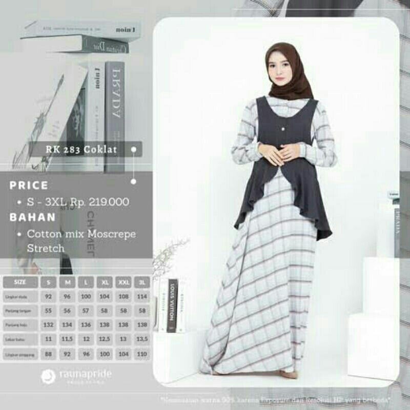 BAJU GAMIS RK 283 COKLAT BY RAUNA