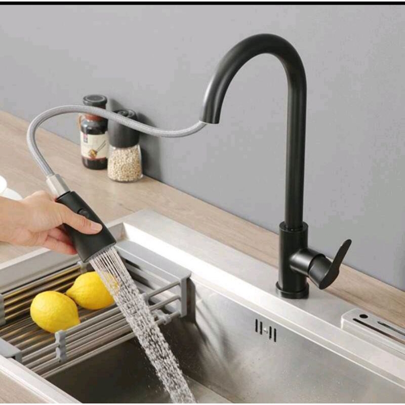 Kran Sink Mixer / Kran Cuci Piring Panas Dingin / Kran Tarik Stainless Matte/Hitam/Gold