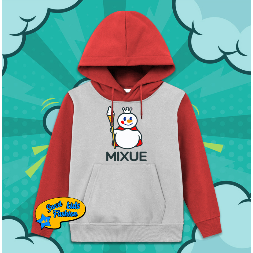 Jaket Hoodie Anak Mixue Ice Cream Sweater Anak Mixue Ice Cream Combinasi