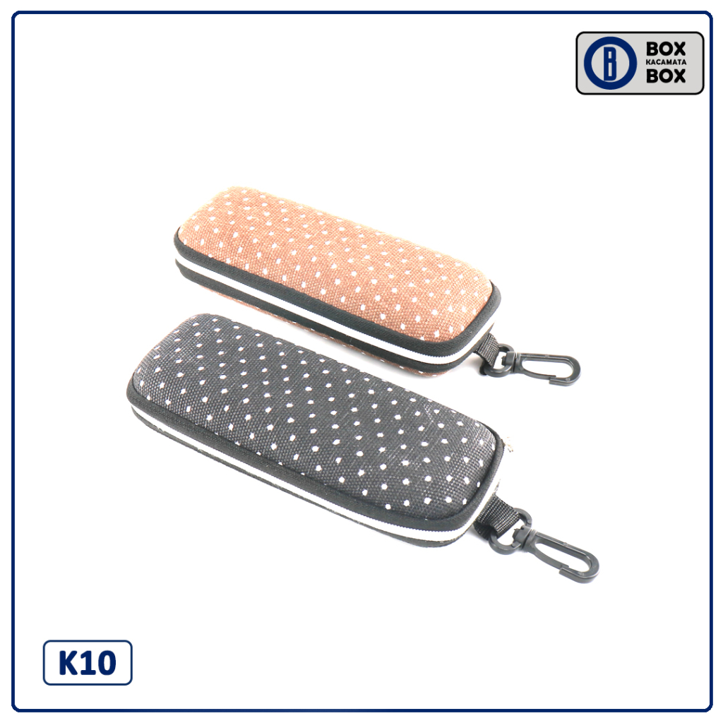 Box / Tempat Kacamata Soft Case Resleting Motif Polkadot Keren Dewasa Pria Wanita K10