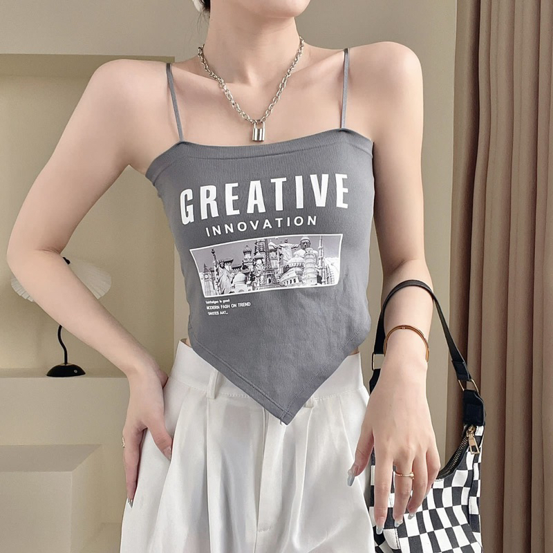 Tanktop Tali Cup Bra (T131 Greative) / Tank top Crop import 100%