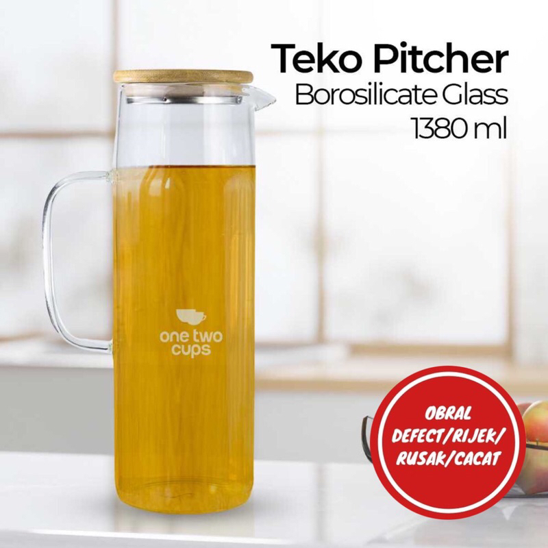 [OBRAL RIJEK] Teko Kaca Teh Pitcher Borosilicate Glass 1.38L - YS-6337