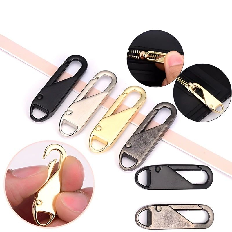 Pengait Resleting Cantelan Gantungan Pengganti Rusak Mini Carbiner Zipper Slider Puller Instant Zipper Repair Kit Replacement For Broken Buckle Travel Bag Suitcase Zipper Head DIY Sewing Craftas Pouch Segitiga Untuk Frame Depan Sepeda