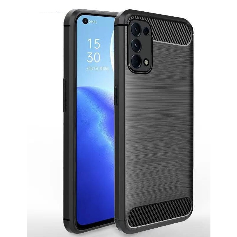 Case OPPO Reno 4 Black Carbon Premium Fiber