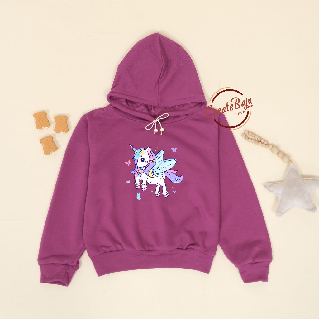 JAKET HOODIE ANAK UNISEX UNICORN UNGU BABYTERRY LENGAN PANJANG FASHION TERMURAH JAKET ANAK POLOS