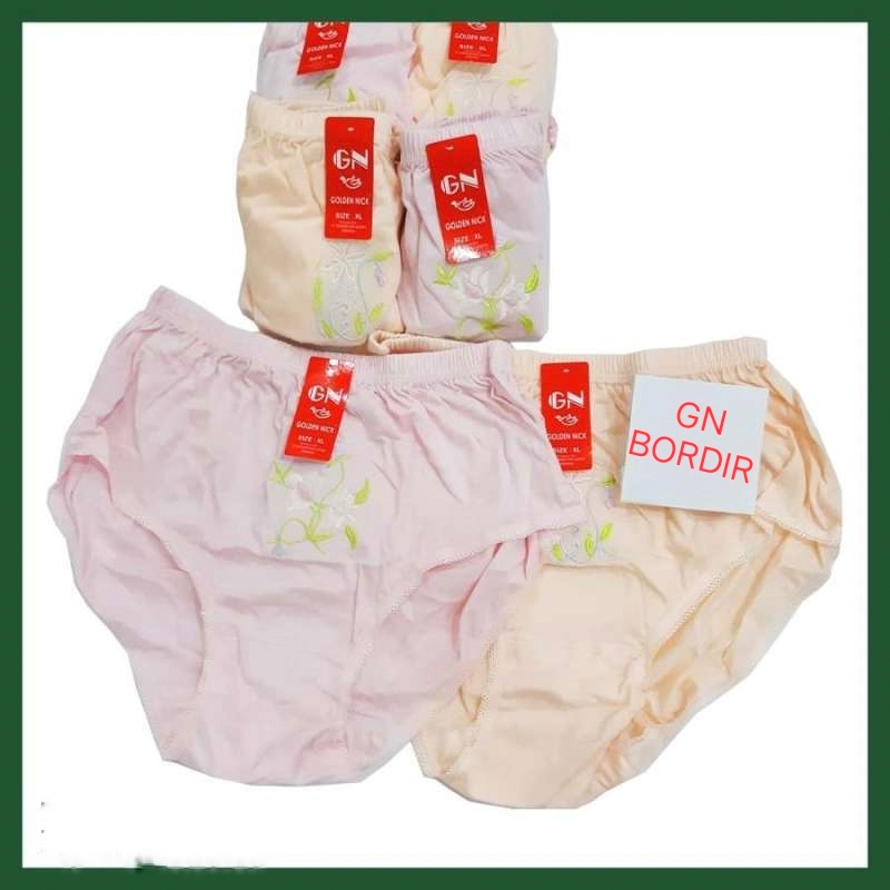 6pcs CELANA DALAM WANITA BORDIR/CELANA BORDIR GOLDEN NICK