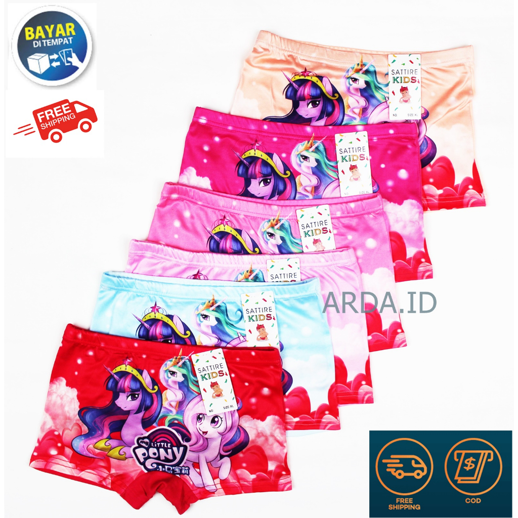 LUSINAN | Celana Dalam BOXER anak Perempuan SATTIRE KIDS Motif PONY / CD Dalaman BALITA / SHORT anak Cewek PREMIUM