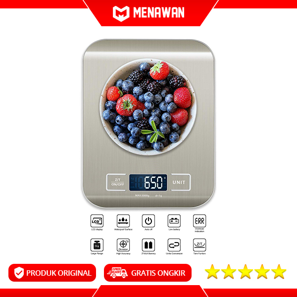 Digital Kitchen Scale Stainless Steel Timbangan Dapur Barista Serbaguna 5kg Original